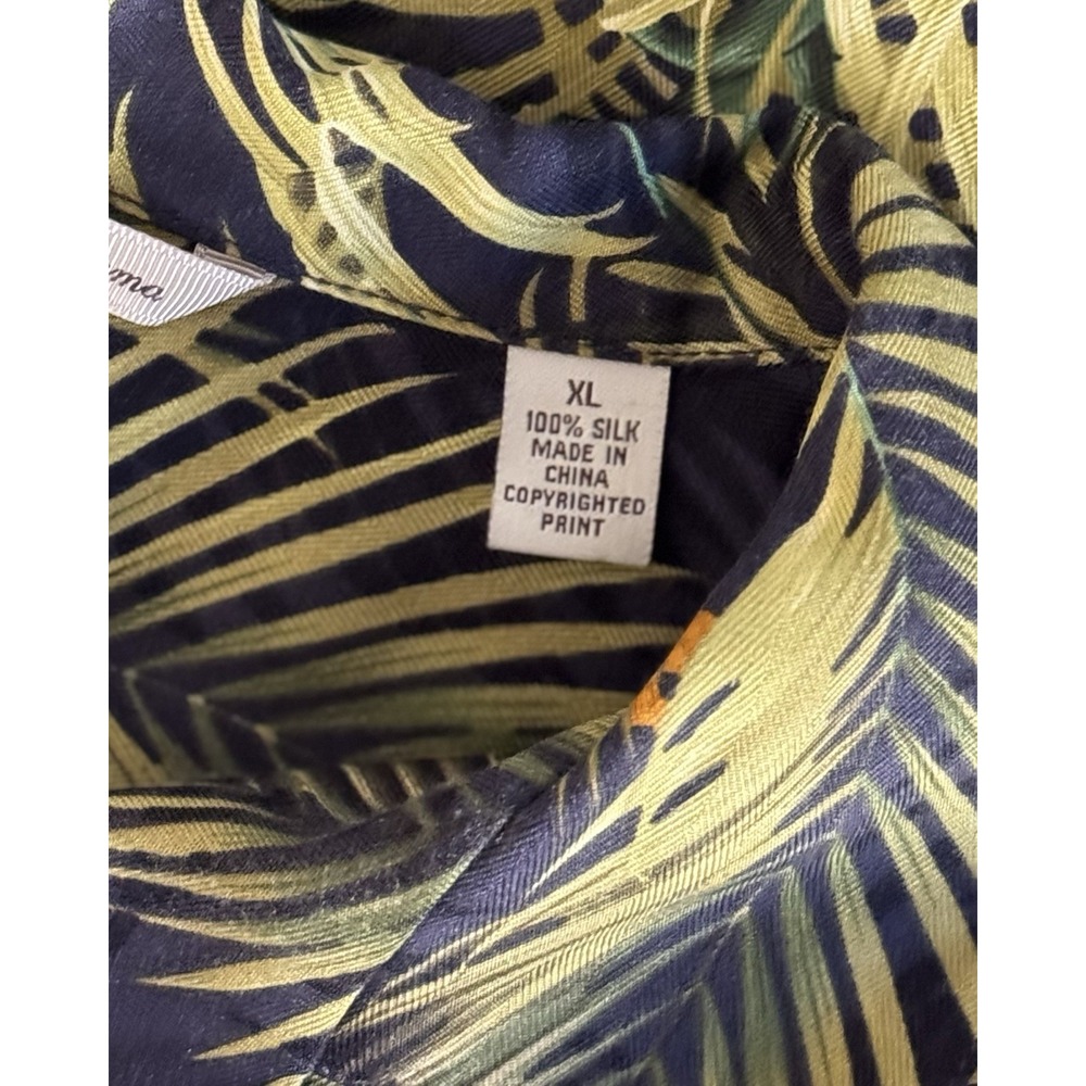Tommy Bahama Hawaiian Shirt Mens Size XL Black Green Phuket Palm 100% Silk Camp - Picture 6 of 8